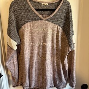 Maurices Gray and Pink Long Sleeve Tee